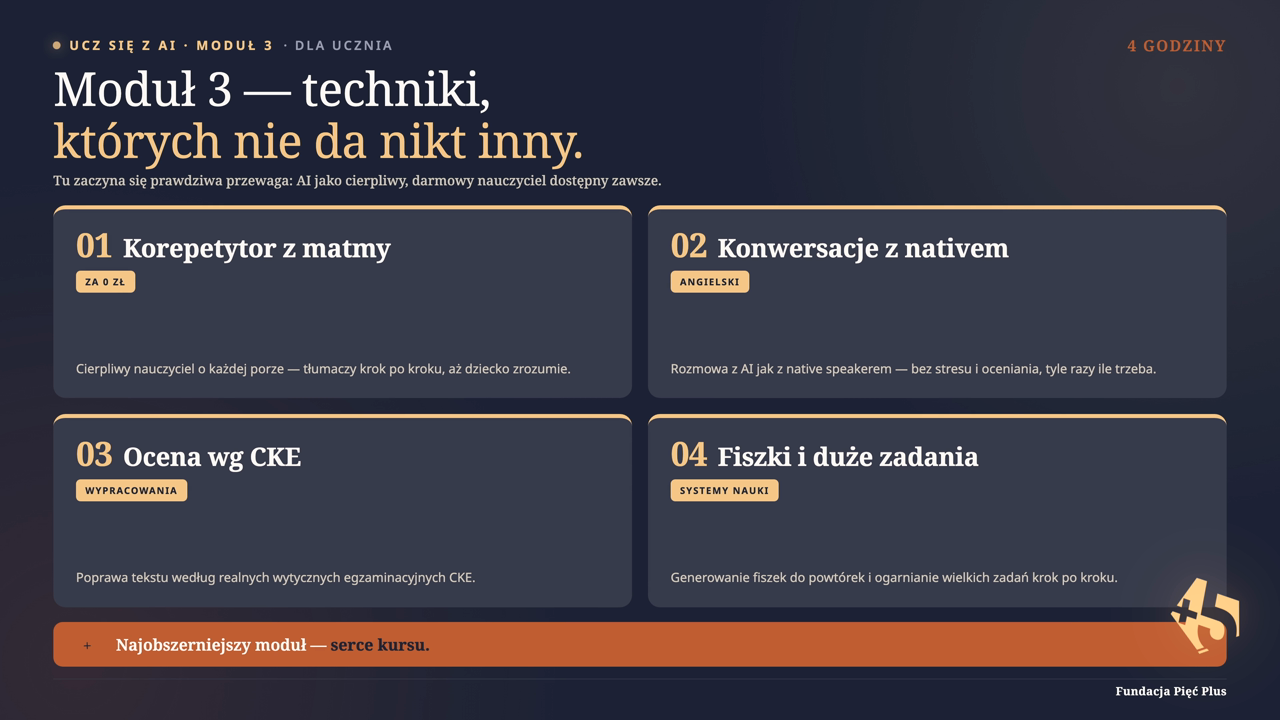 Miniatura kursu Ucz się z AI — plansza modułu trzeciego